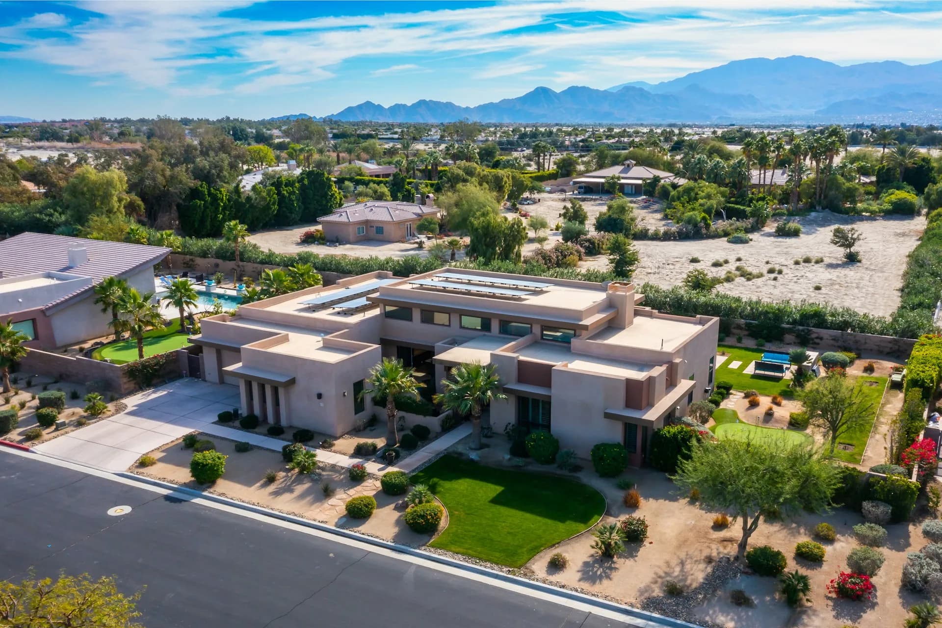 Aerial view of desert property